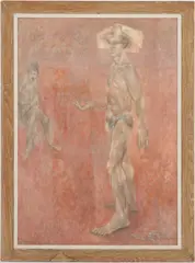 Linen Portrait of Two Nude Figures by Arthur Okamura, 1954, oil on canvas, offered Oct 2023