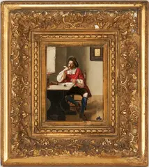 Man Writing Letter by Heinrich Breling, oil on board, sold Jul 2023