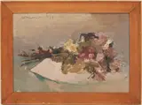 Flowers of Late Autumn by Small Sterling Strauser, oil on board, sold Jul 2023