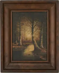 Landscape , Beeches at Dusk by Washington Girard, oil on canvas, sold Jul 2023