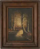 Landscape , Beeches at Dusk by Washington Girard, oil on canvas, sold Jul 2023