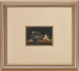 Trompe L'Oeil Still Life w/ Nest & Mushrooms by Werner Wildner, oil on panel, sold Jul 2023