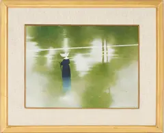 Rainy Crossing by Robert Vickrey, egg tempera, sold Jul 2023