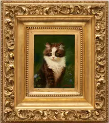 Tuxedo Kitten by Sidney Lawrence Brackett, oil on canvas, sold Jul 2023