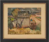 Hay Barn by Will Henry Stevens, pastel on paper, sold Jul 2023