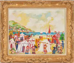 Summer Seaside/Bird Bay by Arthur Weeks, oil on canvas, sold Jul 2023