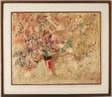 Floral Still Life by Large Sterling Strauser, 1972, oil on board, sold Jul 2023