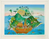 Isola Al Ritorno dell'Arca by Alessandra Puppo, oil on canvas, sold Jan 2023