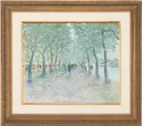 Strollers along the River Bank by George Shane, oil on canvas, sold Jan 2023