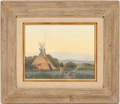 Native American by Michael Hadley, oil on canvas, sold Jan 2023