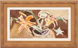 Still Life , Flower Pot w/ Lilies by Sterling Boyd Strauser, oil on board, sold Jan 2023
