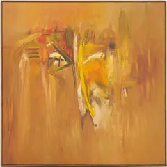 Abstract , Little Ochre Island by Walter Hollis Stevens, acrylic on canvas, sold Jan 2023