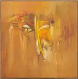 Abstract , Little Ochre Island by Walter Hollis Stevens, acrylic on canvas, sold Jan 2023