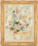 Floral Still Life by Sterling Strauser, oil on board, sold Jan 2023