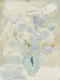 Still Life, Blue Vase with Flowers by Sterling Strauser, oil on board, sold Jan 2023