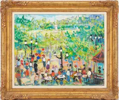 Tuileries Cafe by Arthur Weeks, oil on canvas, sold Jan 2023