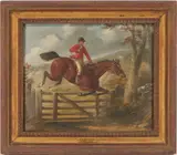 Taking a Gate by Henry S. Cottrell, oil, sold Jan 2023