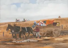 Helen LaFrance , "Moving Day by Helen La France, oil on canvas, sold Jan 2023