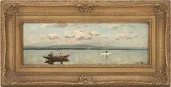 Boote auf dem Bodensee by Josef Wopfner, oil on board, sold Jan 2023