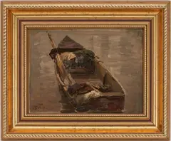 Fscherkahn by Josef Wopfner, oil on canvas, sold Jan 2023