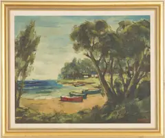 Lake Huron Landscape by Stephan Chizmarik, oil on canvas, sold Oct 2022