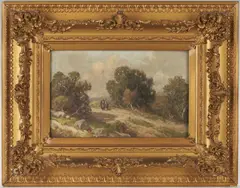Landscape with Figures by Frederick Ferdinand Schafer, oil on canvas, sold Oct 2022