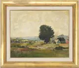 Farm Landscape by Erwin Otis Lauffer, oil on canvas, sold Jul 2022
