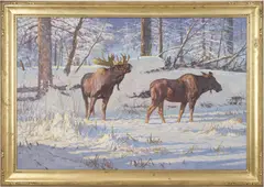 Wildlife by Large Dwayne Harty, oil on canvas, sold Jul 2022