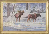 Wildlife by Large Dwayne Harty, oil on canvas, sold Jul 2022
