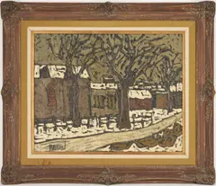 Winter Street Scene by Phillipe Marchand, oil on canvas, sold Jul 2022