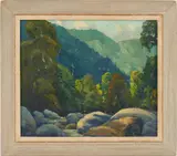 Smoky Mtn. Landscape by Louis E. Jones, oil, sold Jul 2022
