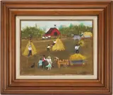 Stacking Hay by Peti Clements, acrylic on canvas, sold Jul 2022