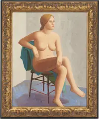 Seated Nude Female by Charles Griffin Farr, oil on canvas, sold Jul 2022