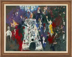 Dinner Party by Large LeRoy Neiman, oil on board, sold Jul 2022