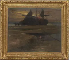 Low Tide in Holland by George Ames Aldrich, oil on canvas, sold Jul 2022