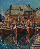 William Potter Harbor Scene, Kabbleberg by William Porter, oil on board, sold Jan 2022