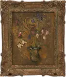 Floral Still Life by Sterling Strauser, oil on board, sold Jan 2022