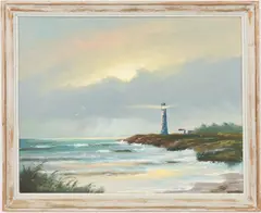 Highwayman Florida Lighthouse by Harold Newton, 1980, oil on board, sold Jan 2022