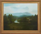Smoky Mountain Landscape by Large Ron Williams, oil on canvas, sold Jan 2022