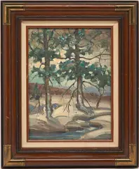 Trees by William Leon Stacks, oil on canvas, sold Jan 2022