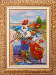 Floral Still Life by Jacques Deveau, oil on canvas, sold Jan 2022