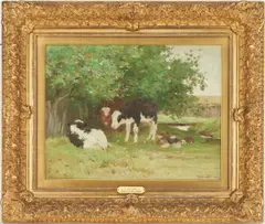 Cows by Horatio Walker, watercolor, sold Jan 2022