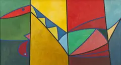Bird and Fish by Douglas Denniston, oil on canvas, sold Jul 2021