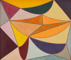 Abstract , Composition No. 34 by Douglas Denniston, oil on canvas, sold Jul 2021
