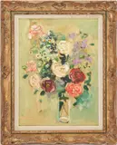 Floral Still Life by Sterling Strauser, oil on board, sold Jul 2021