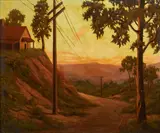 Telephone Poles in NC by Margit Varga, 1936, oil on canvas, sold Jul 2021