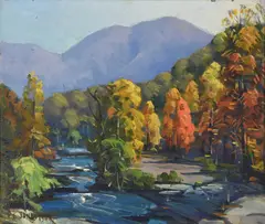 Golden October in the Smokies by Louis E. Jones, oil on board, sold Jul 2016