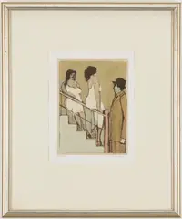 Women Stairs by David Schneuer, lithograph, sold Jan 2021