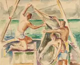 Men Sailboat by Gus Baker, watercolor, sold Jan 2021