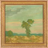 Impressionist Landscape by Ludvig O. Holberg, oil on canvas, sold Jan 2021